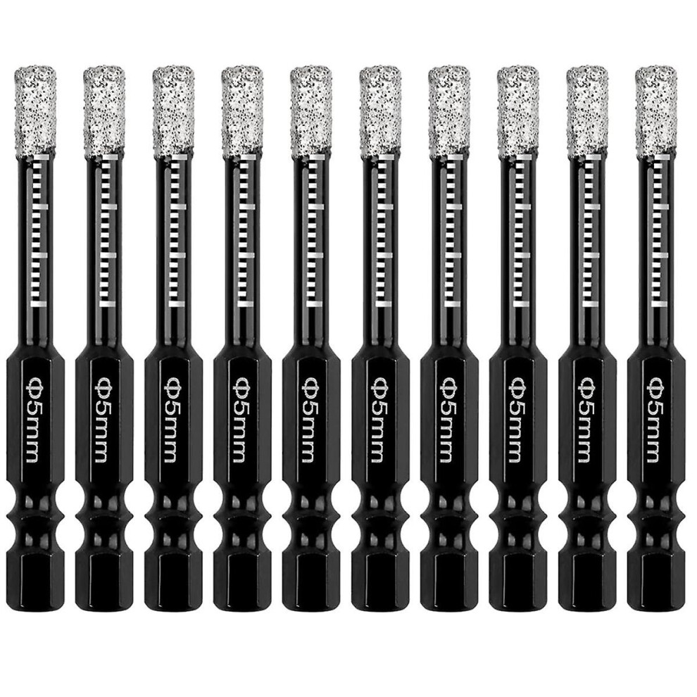 10Pcs Dry Diamond Drill Bits Set,3/16In Hex Shanktile Core Drill Bit For Tile Ceramic Granitemarble 6962025181543