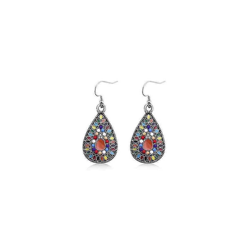 Konhill (As Show, One Size) 1 Pair Dangle Earrings Vintage Drop Earring Handmade Bohemian Teardrop Earrings