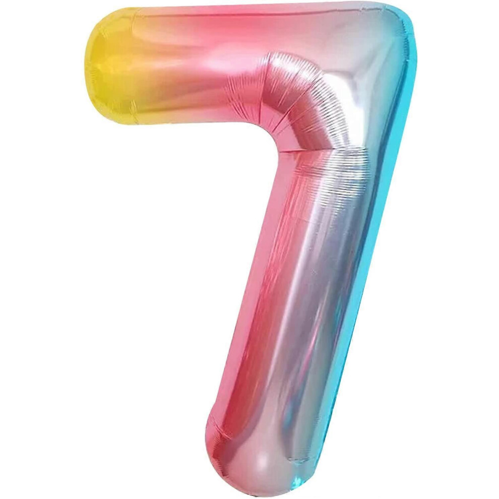 Konhill (As Show, One Size) Huge, Rainbow Number 7 Balloon - 40 Inch | 7 Balloon Number For 7Th Birthday Decorations For Girls | Colorful Gradient Birthday Ba