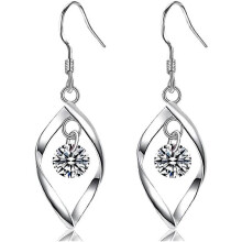 (silver heart hook, One size) 925 Sterling Silver Dangle Earrings for Women Girls, 14K White Gold Plated Inlay AAA Cubic Zirconia Heart Charms Dangling Hoop Earrings