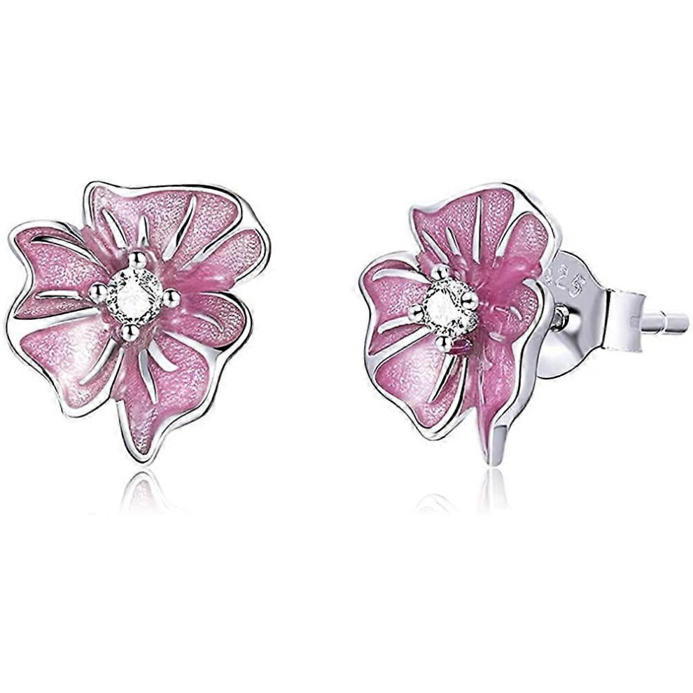 Konhill (Dd Butterfly Rainbow, One Size) 925 Sterling Stud Earrings For Girls Ear Studs Hypoallergenic Earring For Women Fashionable Jewelry Silver