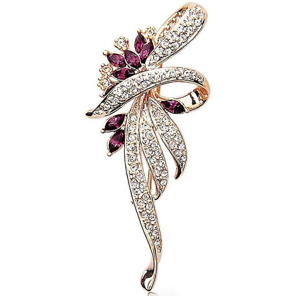 Konhill (As Show, One Size) Fancy Vintage Style Brooches Pin Created Crystals Brooch For Women With Created Crystal Purple