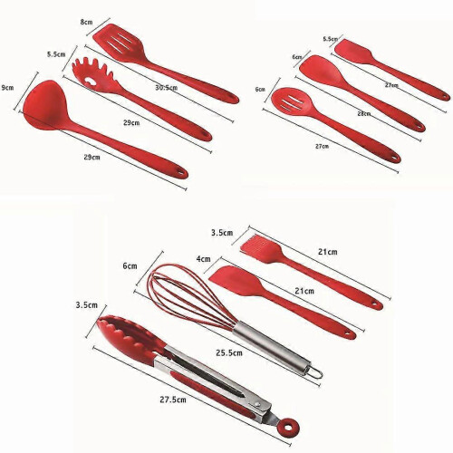 (As show, One size) 10-piece Kitchen Baking Non-stick Silicone Cookware Set (blue) 1