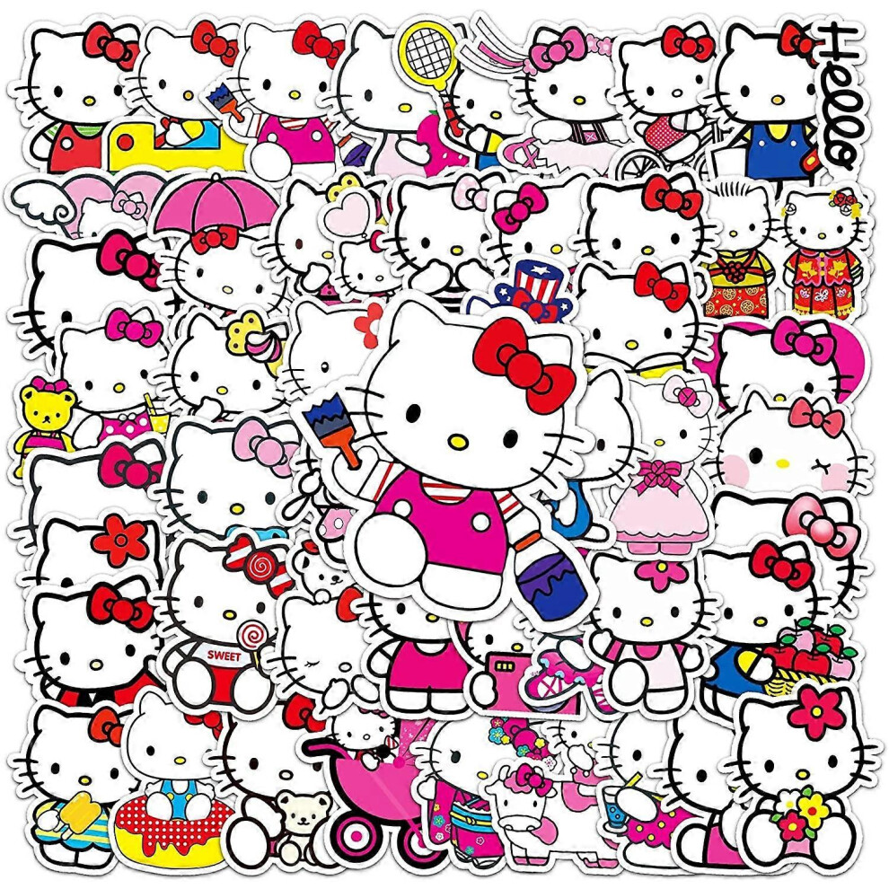 Konhill (As Show, One Size) 50Pcs White Theme Waterproof Stickers For Laptop Cellphone Water Bottle Skateboard Luggage Car Bumper Jmld