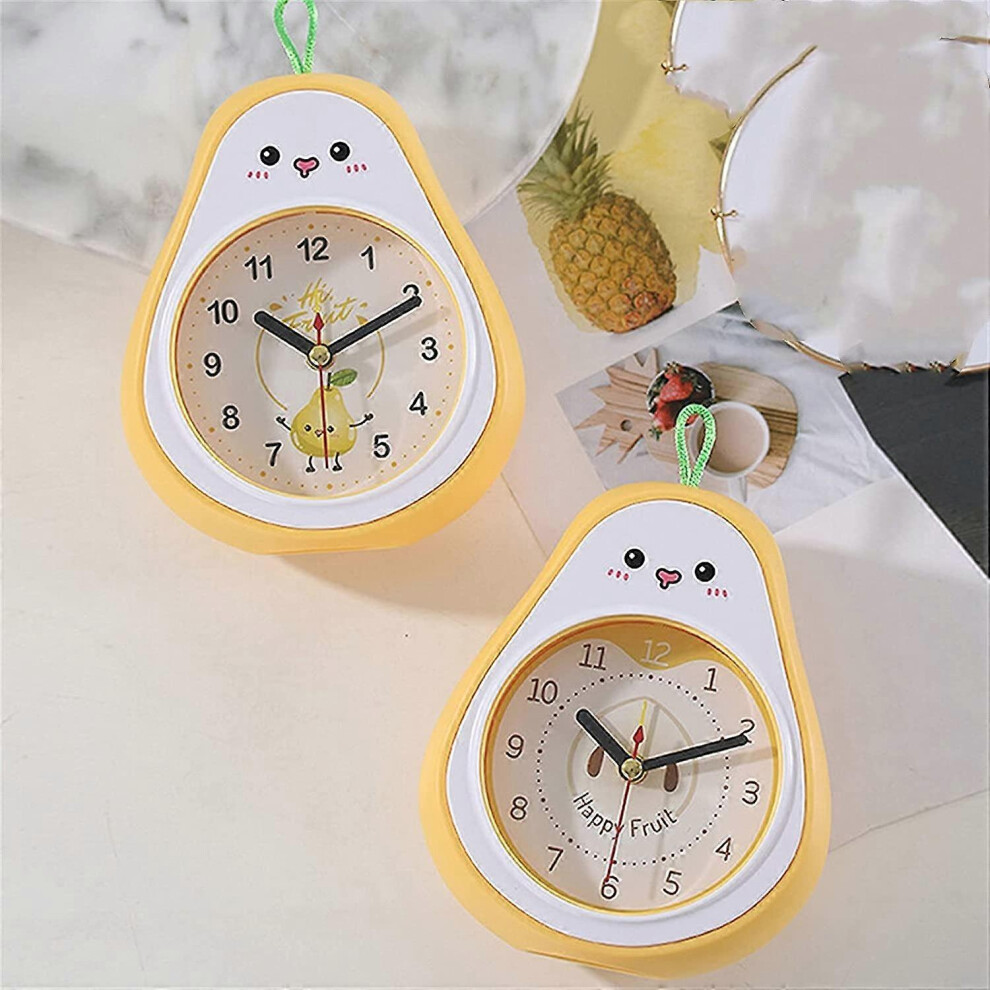 Konhill (A, One Size) Cartoon Fruit Alarm Clock Avocado Peach Alarm Clock Decorative Ornaments Desk Clock (Color : C)