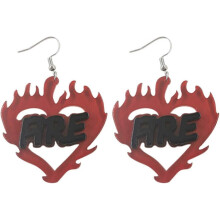 (As show, One size) Acrylic Flame Dangle Earrings Red Flame Earrings Fire Heart Earrings Transparent Flame Earrings Cosplay Costume Party Accessory For Women Girls Statem