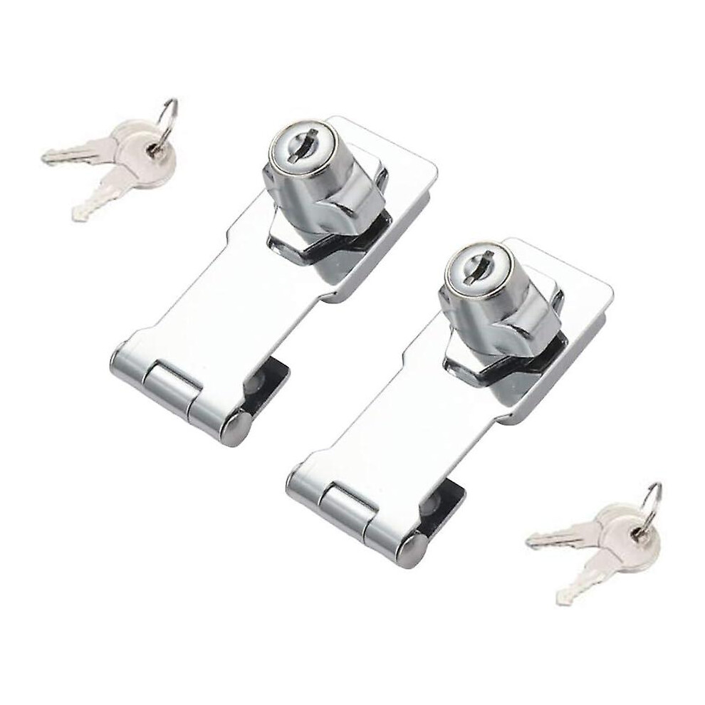 (As Show, One Size) 2 Packs Keyed Hasp Locks Twist Knob Keyed Locking Hasp For Small Doors, Cabinets And More,Stainless Steel Steel, Chrome Plated Has 5063855085931