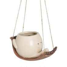 (Hanging Basket Swinging Pot, One size) Swing Face Planter Pots Resin Head Planters Hangable With Smile Face, Decorative Succulents Plants Pot Basket For Home Outdoor Patio Yard