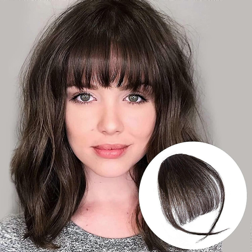 Konhill (As Show, One Size) Bangs Hair Clip In Bangs Human Hair Wispy Bangs Fringe With Temples Hairpieces For Women Clip On Air Bangs Flat Neat Bangs Hair Ex