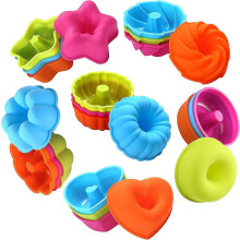 (As show, One size) 24Pack Silicone Molds, Nonstick 2 3/4 inches Silicone Donut Mold, Silicone Cupcake Baking Cups, Silicone Donut Pan, Muffin, Jello, Bagel Pan, Oven- Mi