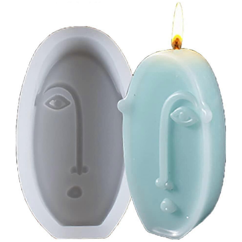 Konhill (As Show, One Size) Abstract Art Human Face Candle Mold, Candle Molds For Candle Making, Silicone Stereo Mold, 3D Resin Casting Mold For Halloween Chr