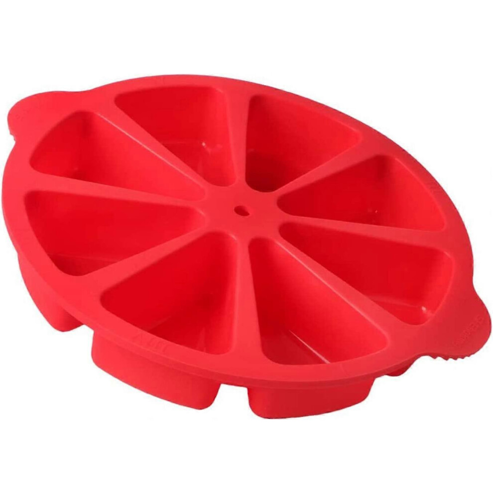 Konhill (As Show, One Size) Baking Molds Triangle Cavity Silicone 8 Red Silicone Portion Cake Mold Soap Mould Pizza Slices Pan/Scone Pan/Combread Brownies Muf