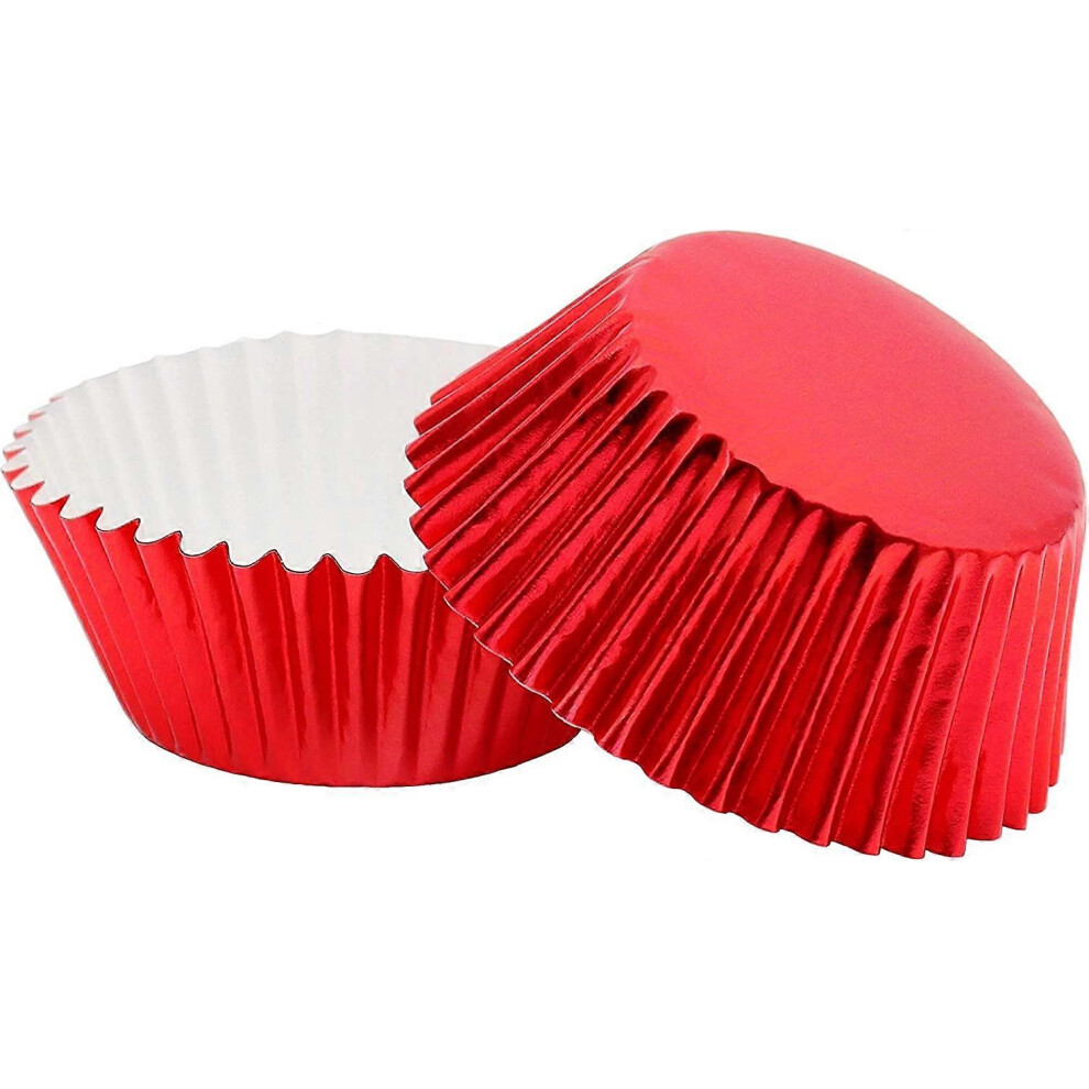 Konhill (As Show, One Size) 200 Pcs Standard Sized Foil Cupcake Liners Baking Cups (Red) Red