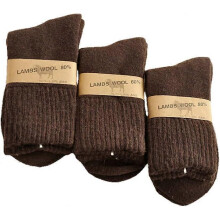 (As show, One size) Thickened Wool Socks Plus Fleece Warm Socks Mens Sleeping Socks (3 double Brown)