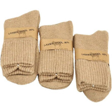 (As show, One size) Thickened Wool Socks Plus Fleece Warm Socks Mens Sleeping Socks (3 double Khaki)
