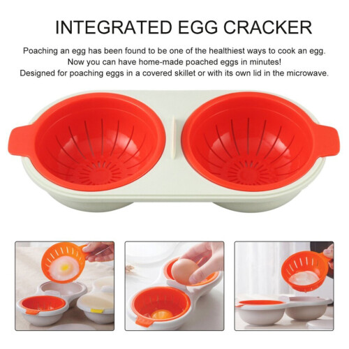 Egg Poacher Plastic Cookware Double Cup Egg Boiler Kitchen Steamed Set Cooker Egg Tools 1