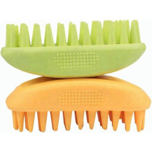 (As show, One size) set Silicone Shampoo Brush for Long & Short Hair, Pet Bathing Tool(2pcs orange+green)