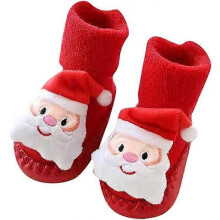 (As show, One size) Christmas Anti-Slip Indoor Slipper Socks Crib Shoes for Boys and Girls11cm