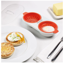 Egg Poacher Plastic Cookware Double Cup Egg Boiler Kitchen Steamed Set Cooker Egg Tools