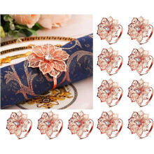 (As show, One size) Flower Napkin Ring Buckle, for Wedding Banquet Christmas Dinner Table Decor(Rose Gold-12 PCS)