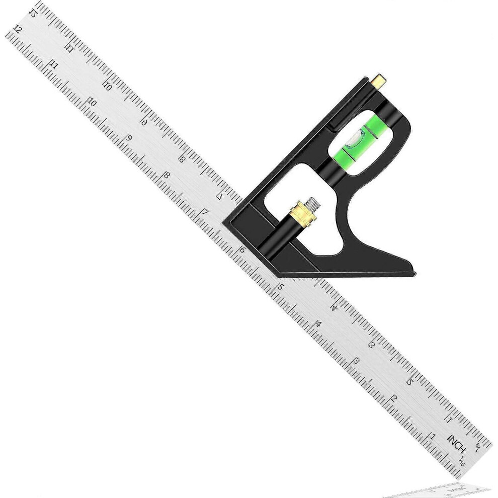 (As Show, One Size) 300Mm 45/90 Degree Adjustable Carpentry Square For Engineer/Carpenter/Woodworkingblack 5093442614442