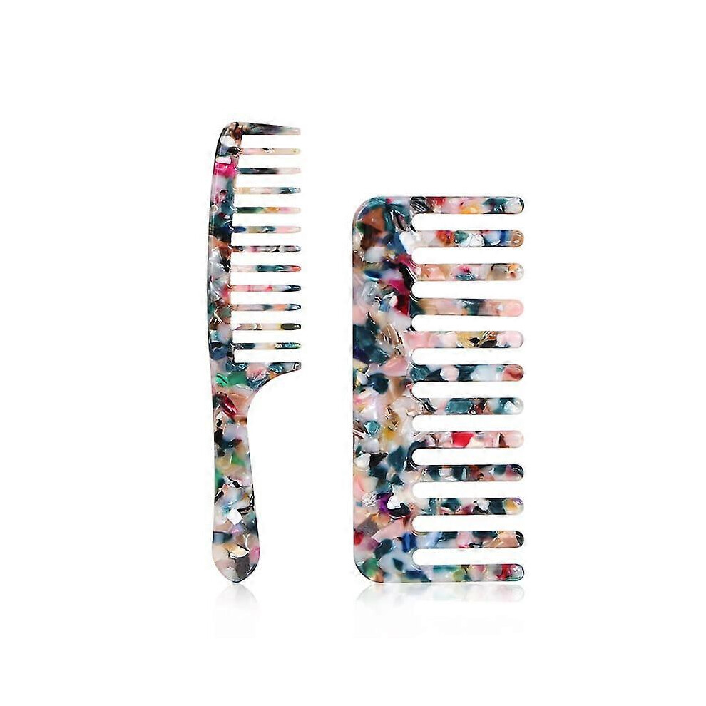 Unisex (As Show, One Size) Cellulose Acetate Round Tooth Comb Wide Comb Wide Tooth Comb(2 Pieces)