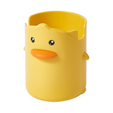 (As show, One size) Cartoon Cute Yellow Duck Pen Holder Creative Stationery Container for Children Pen Holder