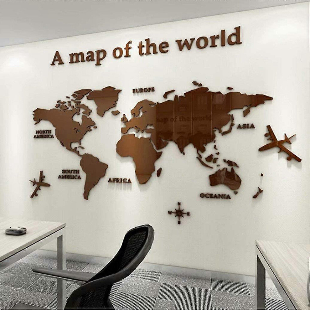 Konhill (As Show, One Size) 3D Wall Stickers - Diy World Map Wall Decal Sticker Murals Map Wall Dcor For Nursery Living Room Bedroom Tv Background Home Decora