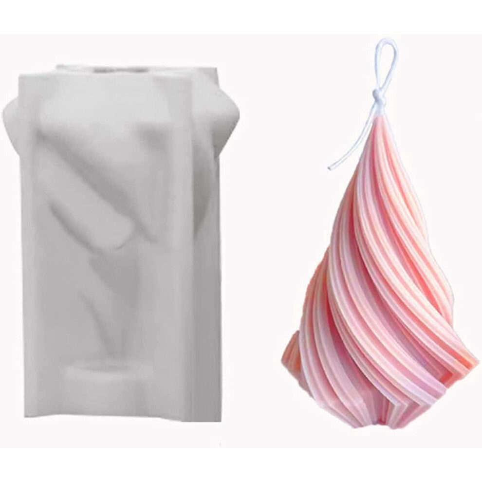 Konhill (As Show, One Size) Irregular Conical Mold Candle Mold Abstract Art Striped Candle Soap Silicone Mold Fondant Chocolate Cake Baking Mold Plaster Clay