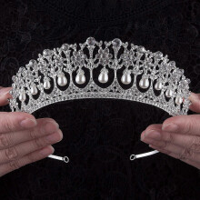 (As show, One size) Crystal Rhinestone Queen Bride Tiara Crown for Women Girls Headdress Vintage Bridal Birthday Prom Wedding Tiaras and Crowns Hair Jewelry Accessories S