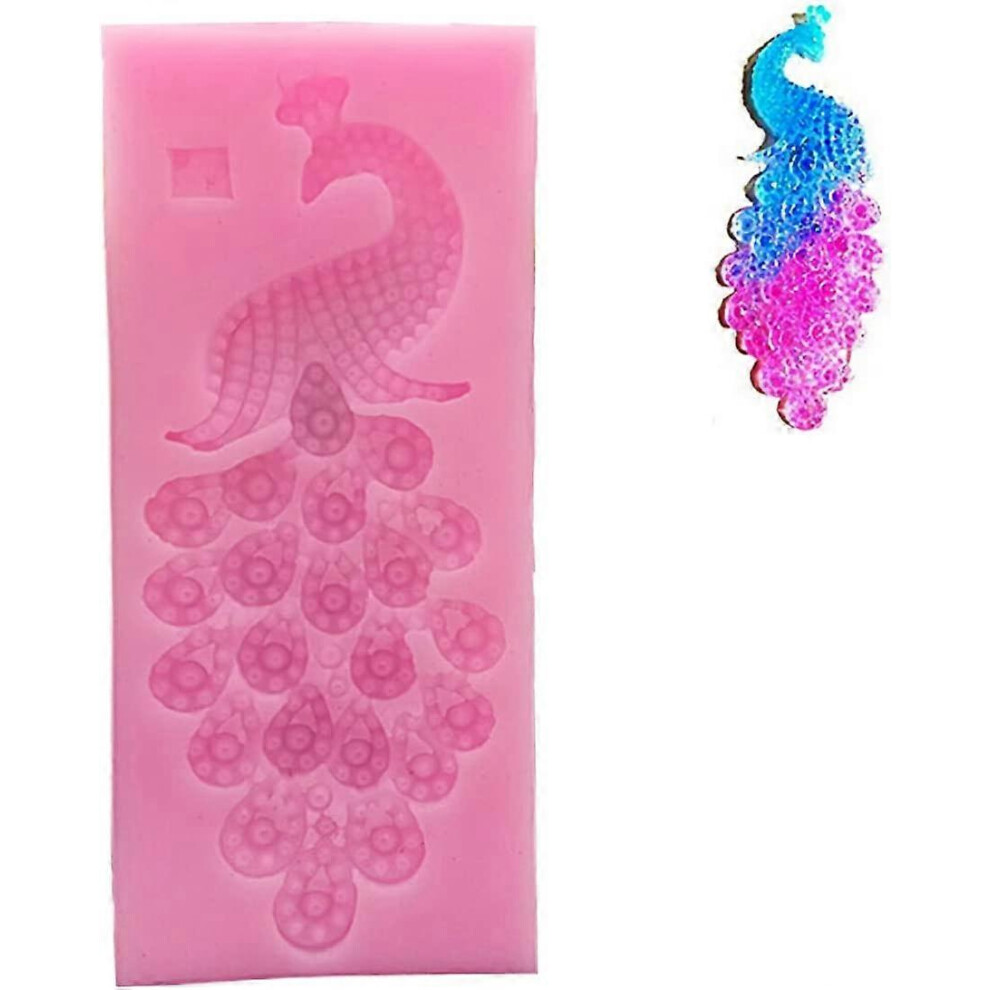 Konhill (As Show, One Size) Silicone Lovely Peacock Mold, Birds Silicone Jelly Sugar Chocolate Fondant Molds For Sugarcraft Candy Cake Decorating Cupcake Topp