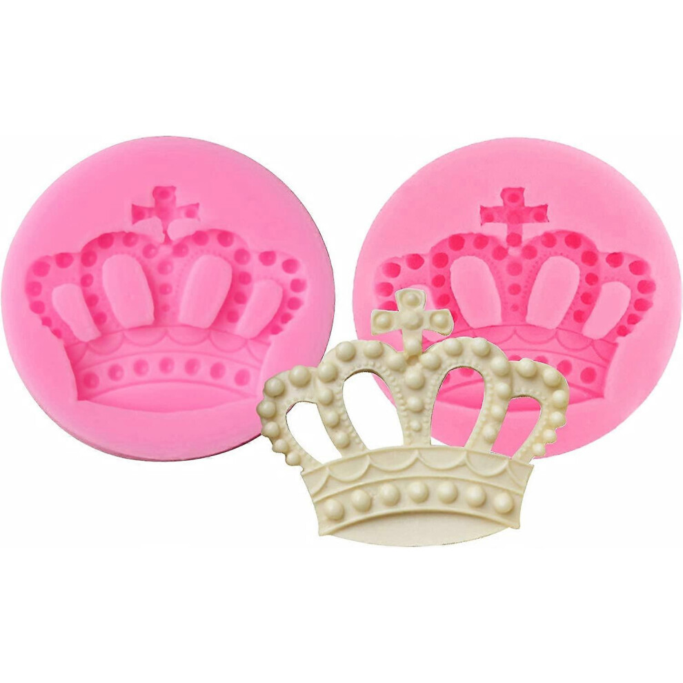 Konhill (As Show, One Size) 2Pcs Crown Fondant Mold Queen Corona Silicone Fondant Cake Mold For Chocolate, Fondant, Cupcake Topper, Polymer Clay, Soap, Craft