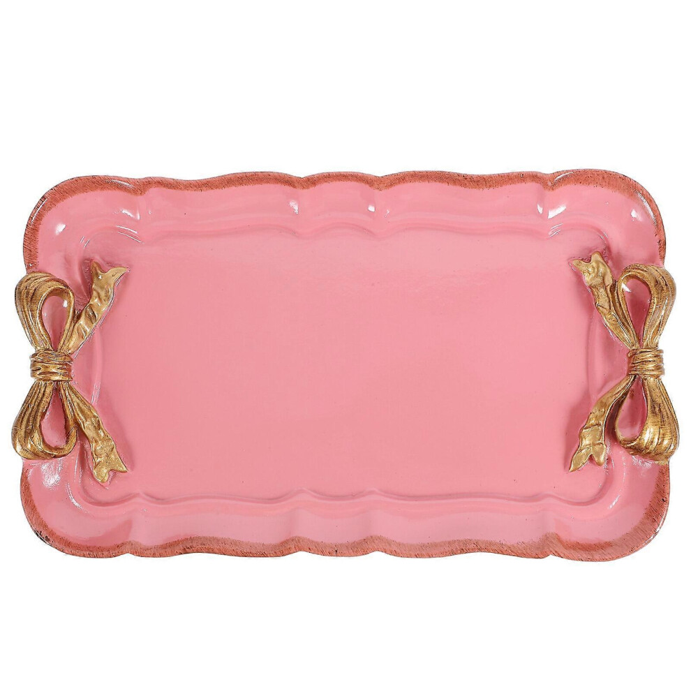 Kricely (As Show, One Size) Resin Dessert Plate Fruit Plate Fruit Serving Plate Snack Plate With Bowknot Handle For Home