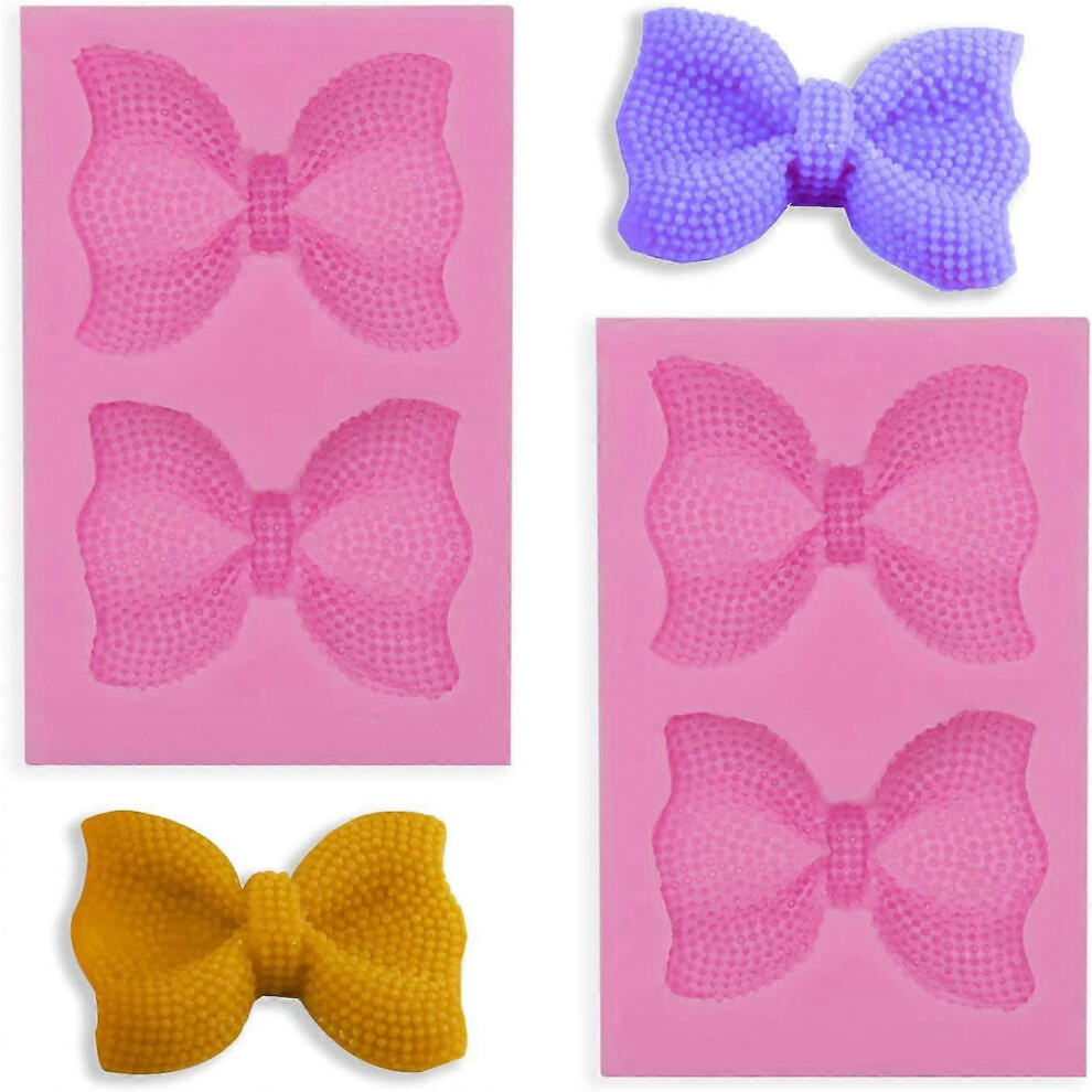 Konhill (As Show, One Size) Pieces Big Bow Silicone Fondant Molds Bowknot Molds Handmade Ice Soap Mold Crystal Cupcake Cake Topper Decor Desserts Ice Cu Cream