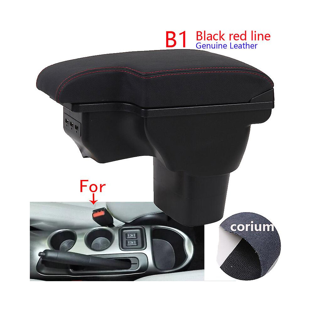 (B1 Corium) For Nissan Juke Armrest Box For Infiniti Esq Car Armrest 2010-2019 Accessories Interior Details Storage Box Retrofit Parts Usb Black/Red