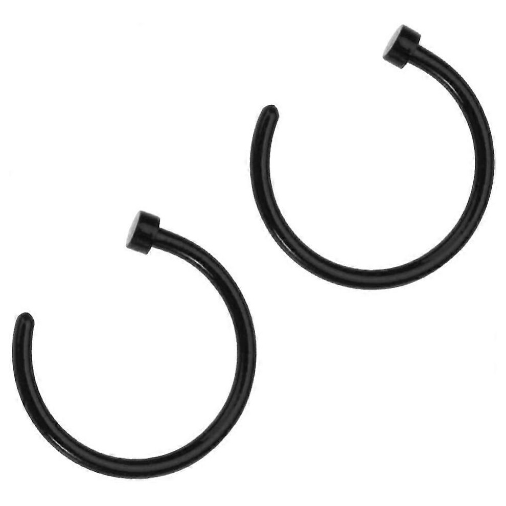 Konhill (Golden, One Size) 2 Pcs Unisex Surgical Steel Hinged Clicker Segment Nose Rings Hoop Helix Cartilage Earrings Titanium Steel Body Piercing Stud, Blac Black