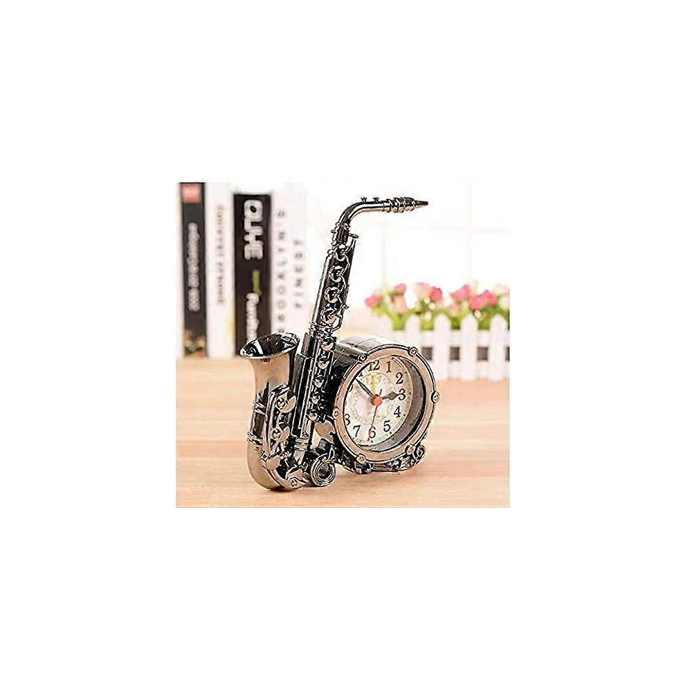 Konhill (As Show, One Size) Simulation Plastic Saxophone Musical Instrument Bedside Alarm Clock Bedroom Home Ornaments