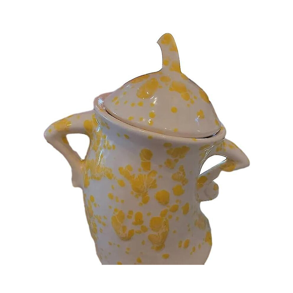 (Yellow) Canister With Attitude Cute Sassy Storage Canister Fun Ceramic Desktop Ornaments
