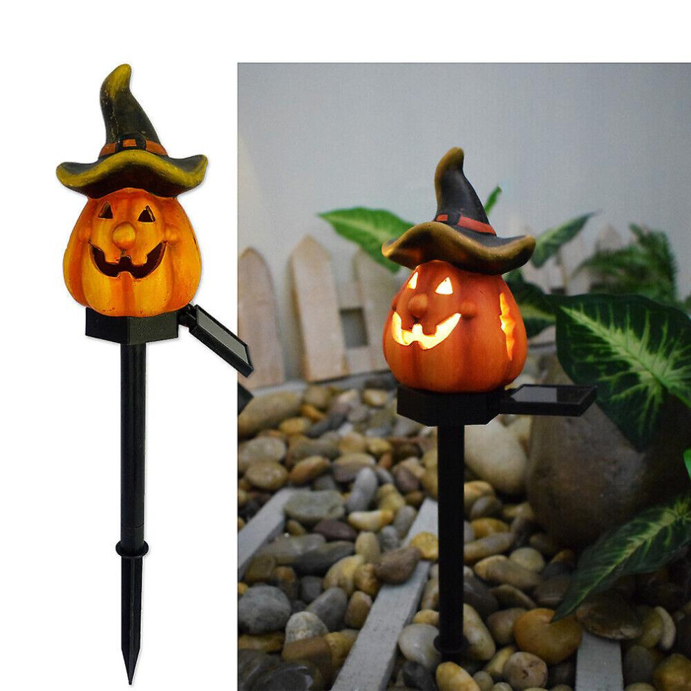 (Pumpkin #2) Solar Halloween Pumpkin LED Lights Outdoor Garden Stake Landscape Ground Lamps