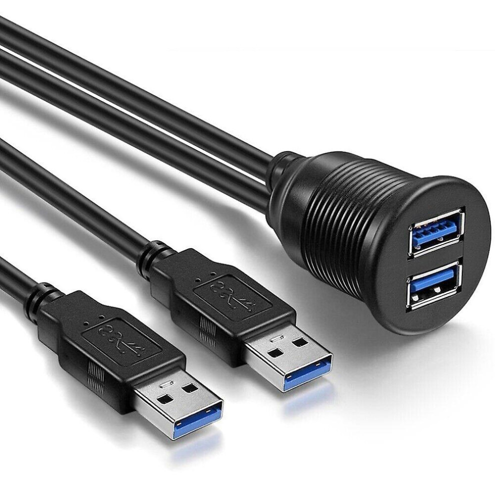 (2M / 6Ft) Dual Usb 3.0 & 3.5Mm Car Boat Truck Dash Panel Flush Mount Cable Aux Extension 5014561062464