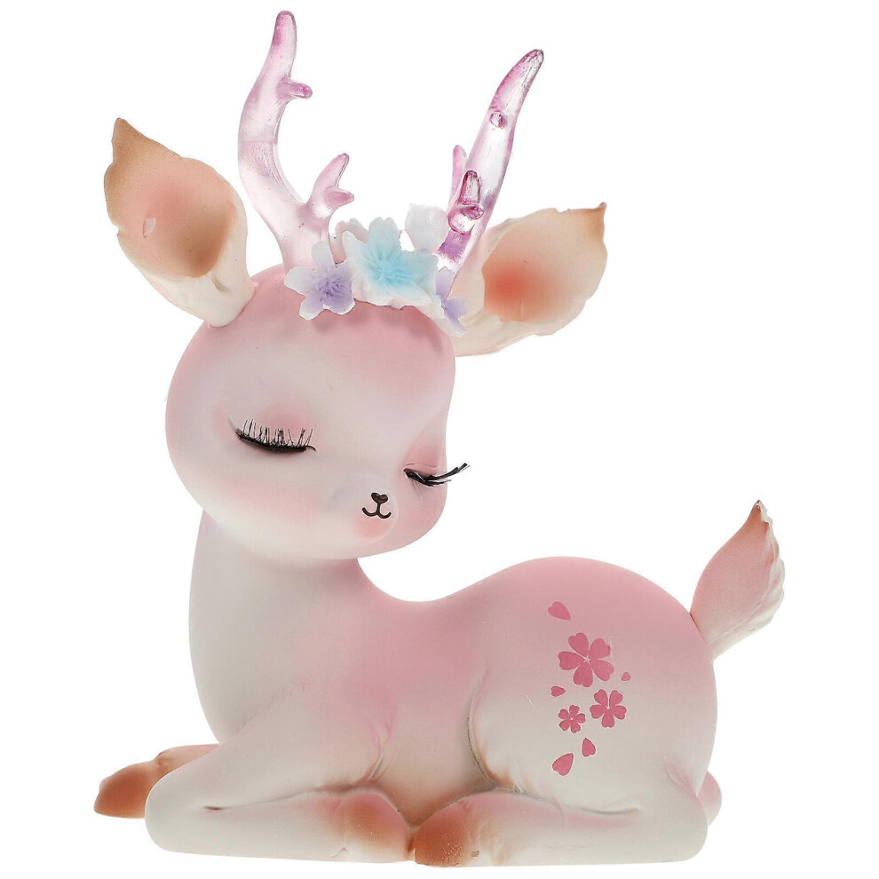 Kricely (As Show, One Size) 1Pc Resin Home Desktop Craft Sweet Fallow Deer Adornment Tabletop Decor
