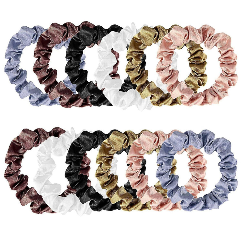 Konhill (As Show, One Size) 12 Pieces Silk Hair Scrunchies Silk Hair Tie Elastic Ponytail Holders For Women Girls Hair Accessories-002