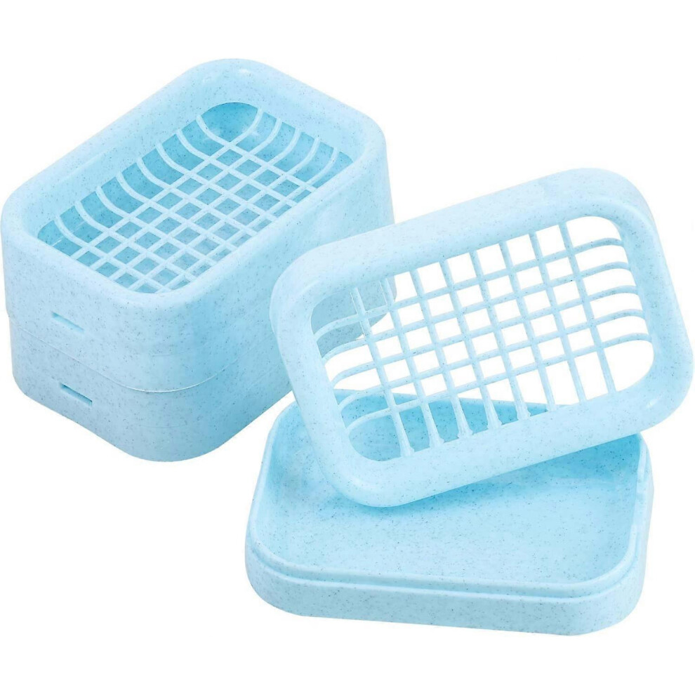 (As show, One size) 3 Pieces Plastic Water Draining Soap Dish Bar Soap Saver Holder for Bathroom, Kitchen Sink-image-OPC-PG86G7G-NEW