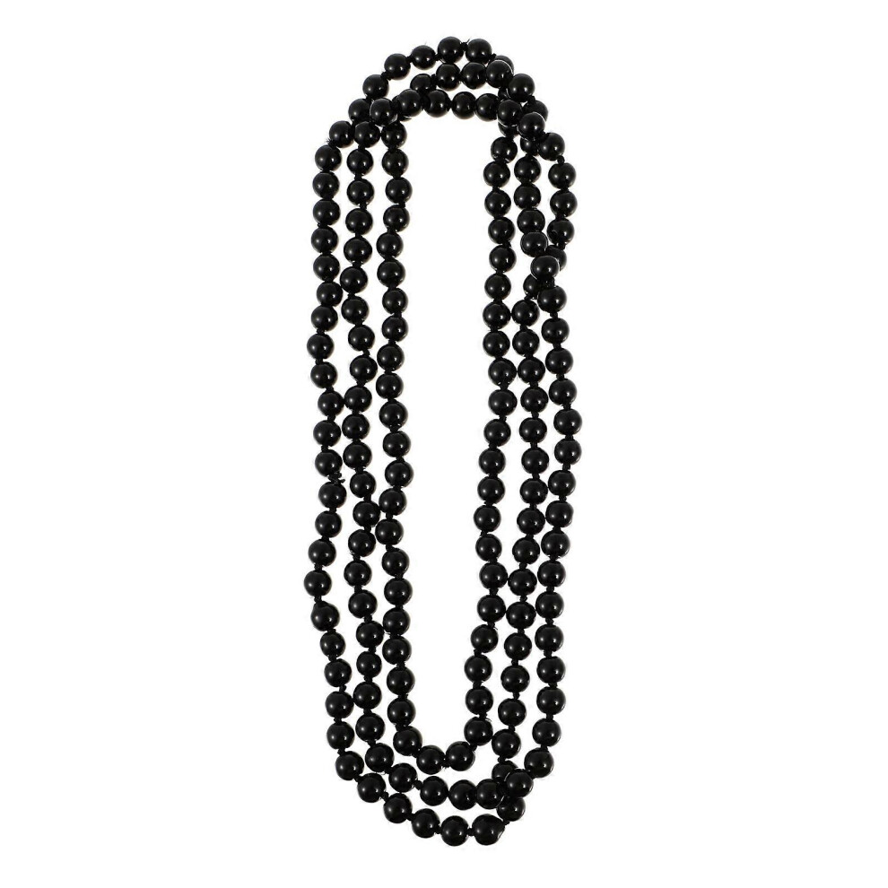 Kricely (As Show, One Size) 1.5M Retro Women Lady Simulated Pearls Long Necklace Chain For Sweater Decoration (Black)