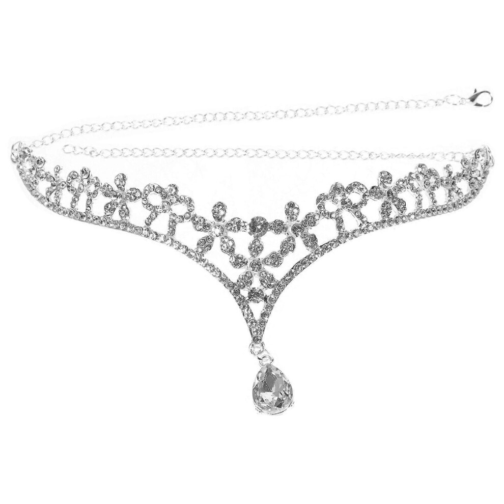 Kricely (As Show, One Size) Hair Accessories Vintage Tiaras And Head Chain For Women Decorative Wedding Headband And Headpiece Jewelry For Brides (Silver) Silver
