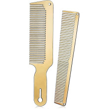 (As show, One size) 2 Pieces Metal Comb Set Metal Barber Comb Stainless Steel Blending Comb Fine Styling Cutting Comb Flat Top Clipper Comb Metal Detangling Comb for Men