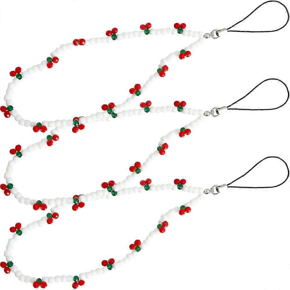Kricely (As Show, One Size) 3Pcs Phone Lanyards Delicate Phone Charms Beaded Mobile Phone Handbag Hanging Chains