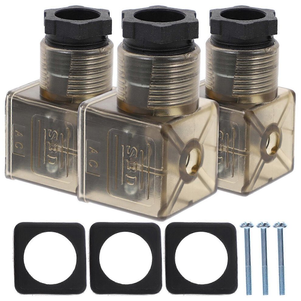 (As Show, One Size) 3Pcs Solenoid Valves Connector Professional 3 Prong Connector Plug With Indicator 5451560066770