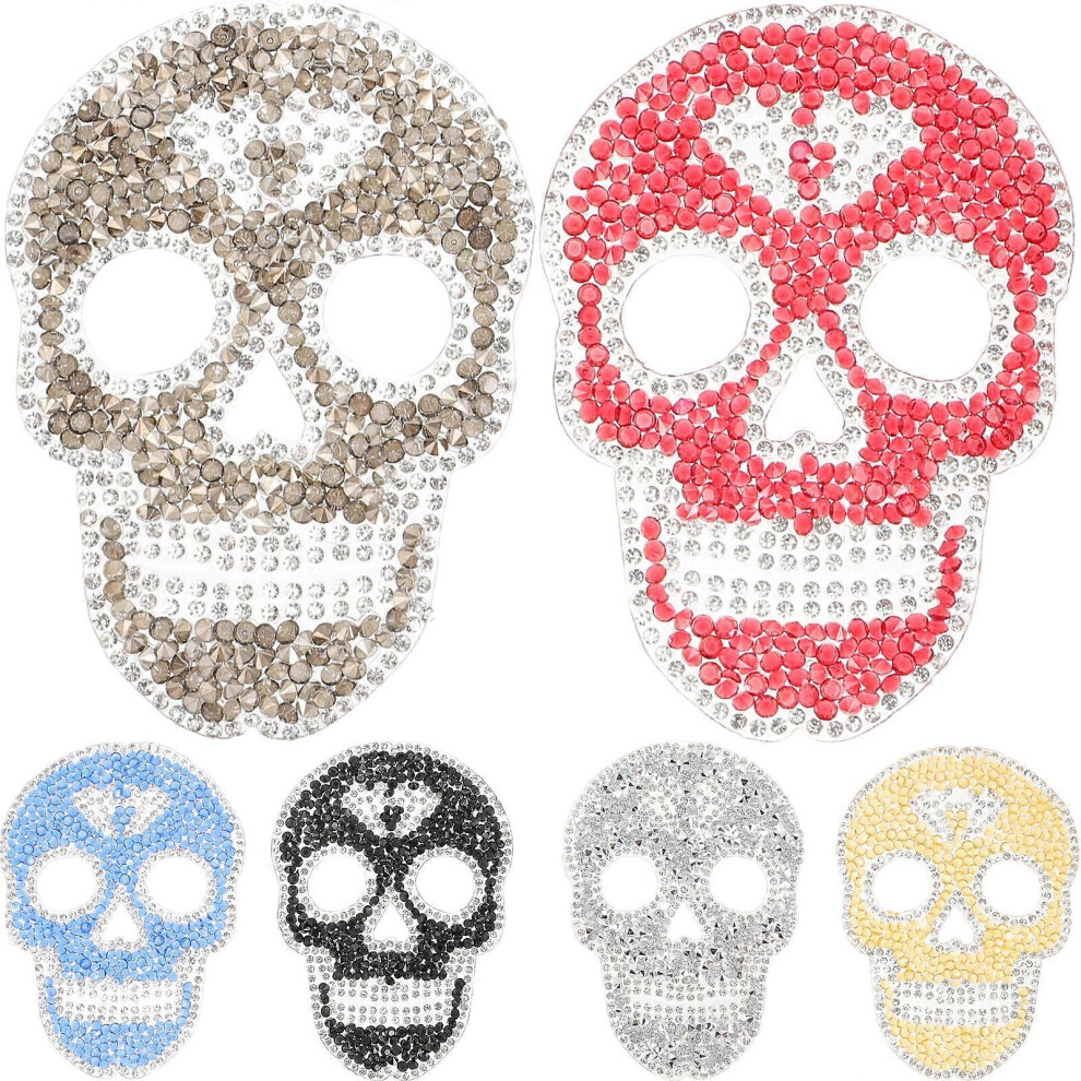 Kricely (As Show, One Size) 6Pcs Skull Design Clothes Patches Sewing Patches Ironing Appliques Patches