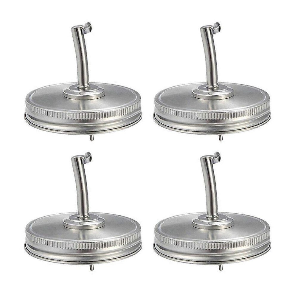 Kricely (As Show, One Size) 4Pcs Jar Oil Spout Lids Stainless Steel Oil Spout Replacement Lids Compatible With Mason Jars